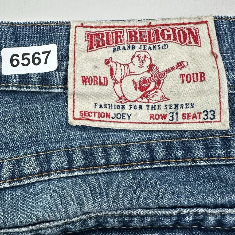 VTG Y2K True Religion Joey Jeans Twisted Flare Men 31x33 Distressed Flap Pockets
